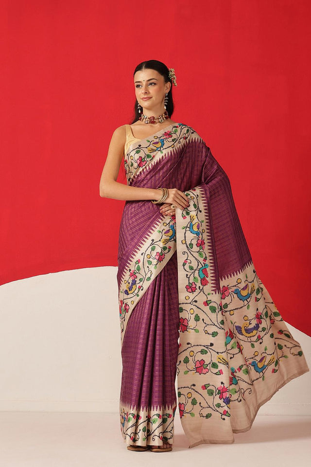 Violet Printed Silk Saree (SZ-DGMAYA-2550)