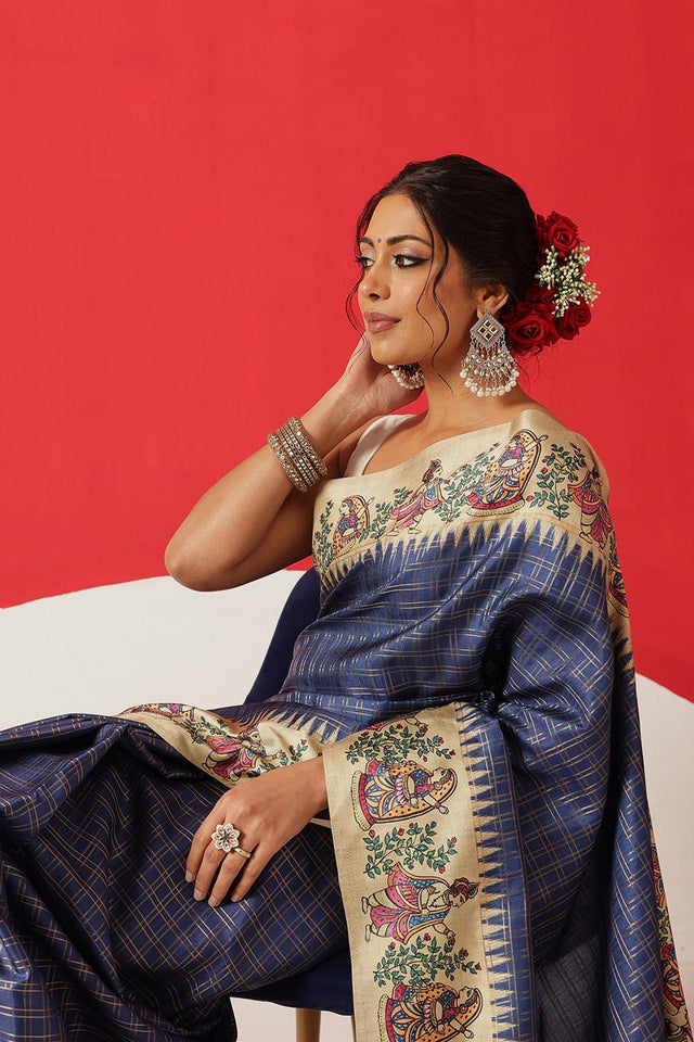 Blue Printed Silk Saree (SZ-DGMAYA-2551)