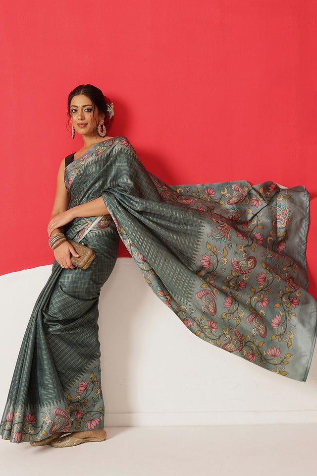 Grey Printed Silk Saree (SZ-DGMAYA-2553)