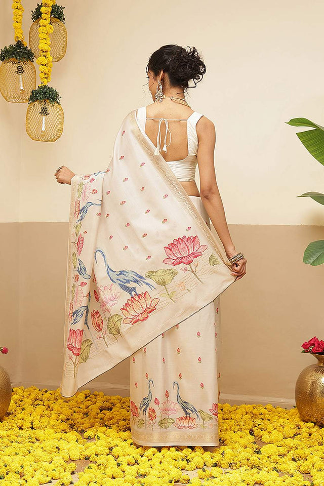 Beige Floral Printed Art Silk Saree (SZ-DGMAYLI-1-BE-3108)