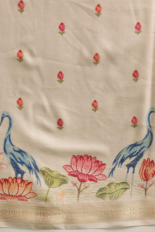 Beige Floral Printed Art Silk Saree (SZ-DGMAYLI-1-BE-3108)