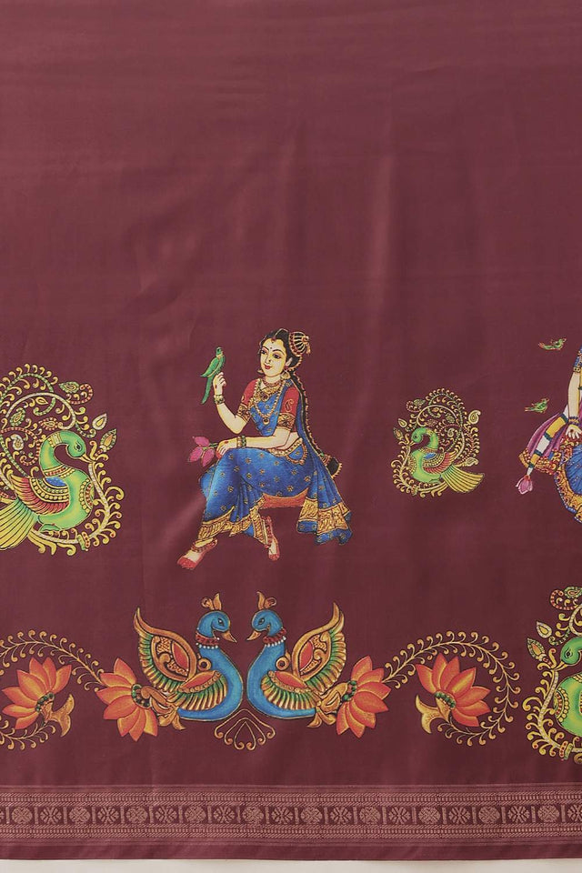Maroon Kalamkari Printed Art Silk Saree (SZ-DGMAYLI-1-MR-3106)