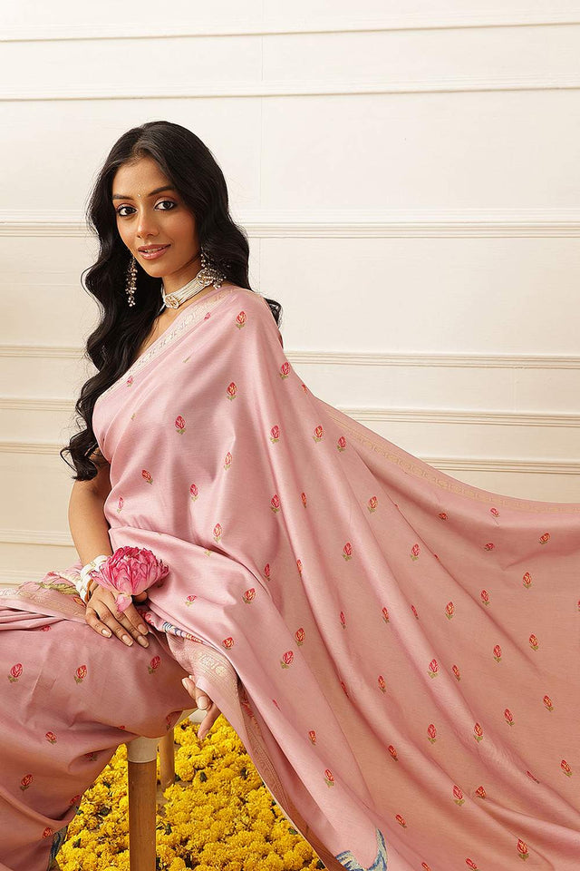 Pink Floral Printed Art Silk Saree (SZ-DGMAYLI-1-PN-3109)