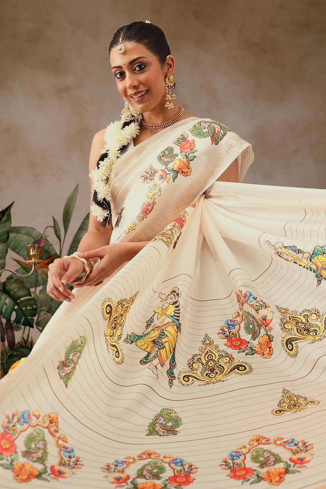 Beige Printed Art Silk Saree (SZ-DGMAYLI-3003)