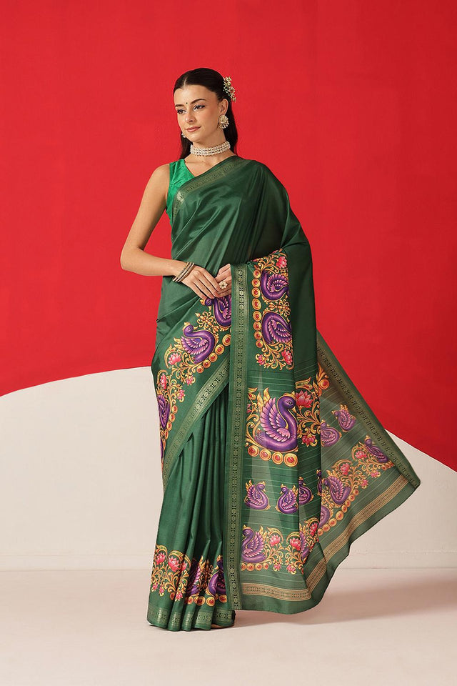 Green Printed Art Silk Saree (SZ-DGMAYLI-GN-3010)