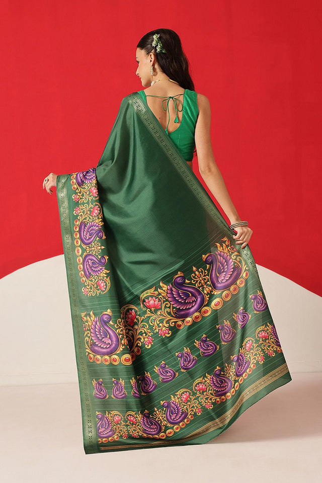 Green Printed Art Silk Saree (SZ-DGMAYLI-GN-3010)