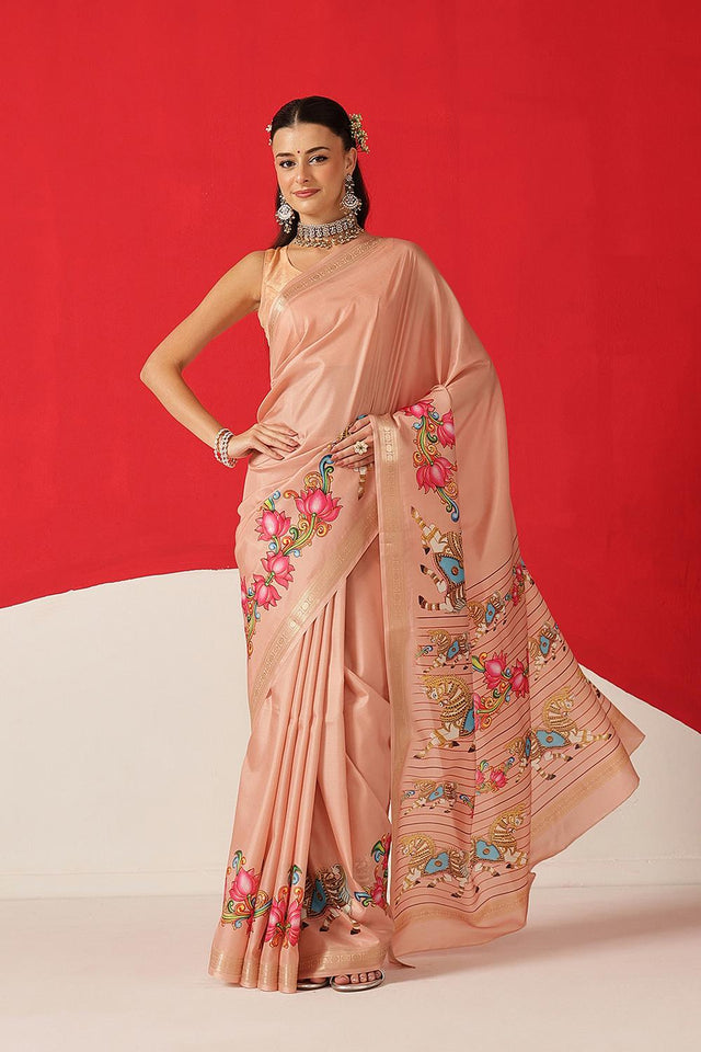 Peach Printed Art Silk Saree (SZ-DGMAYLI-PE-3006)