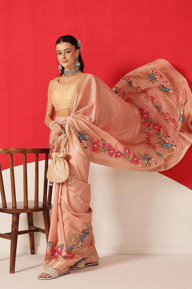 Peach Printed Art Silk Saree (SZ-DGMAYLI-PE-3006)