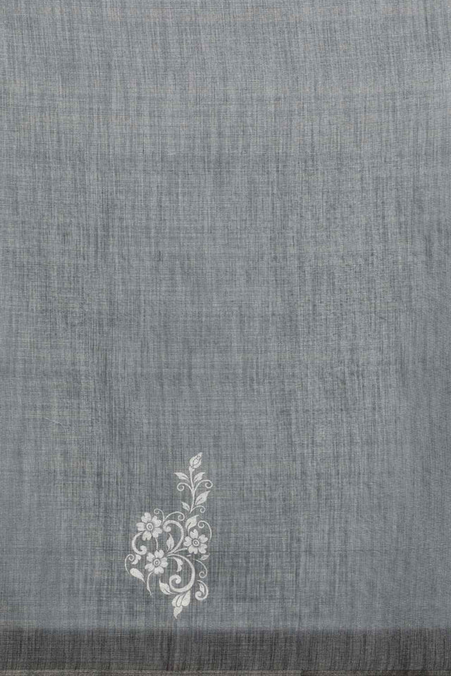 Grey Cotton Zari Tissue Printed Saree