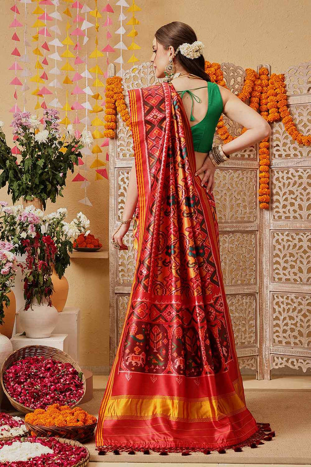 Mustard Printed Silk Saree