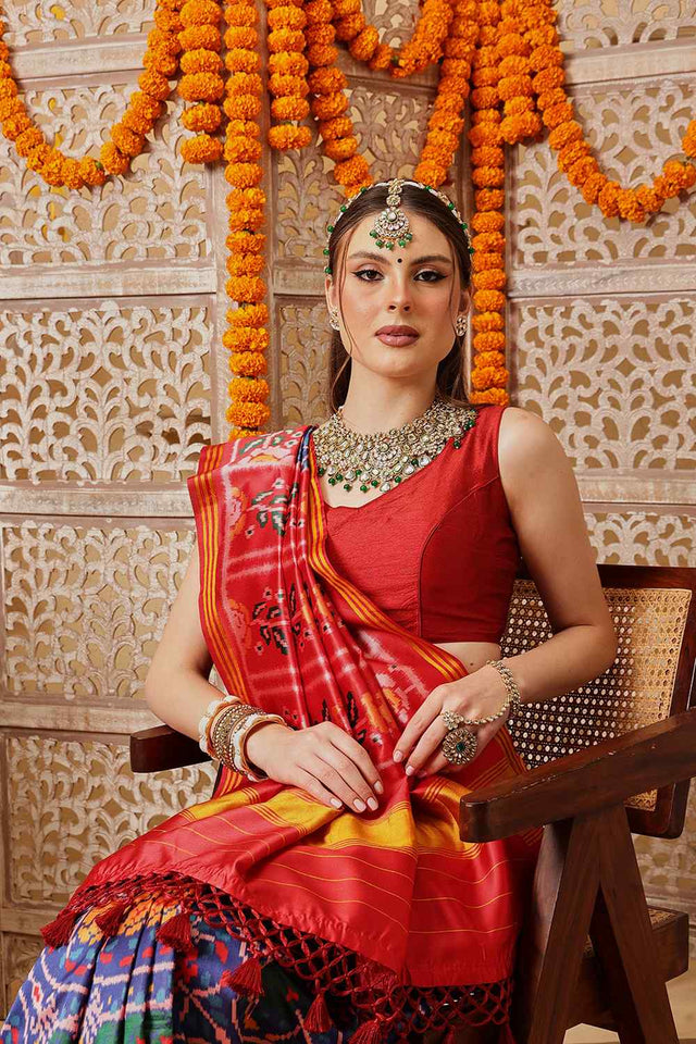 Blue Printed Silk Saree