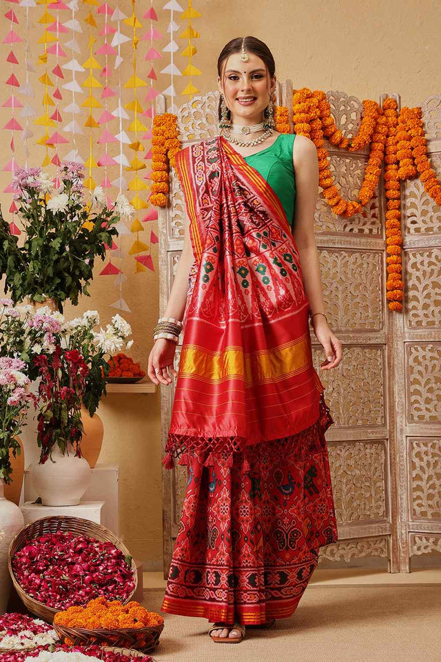 Multi Color Printed Silk Saree