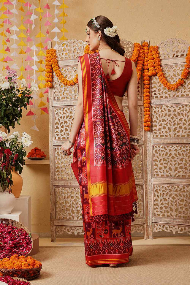 Violet Printed Silk Saree