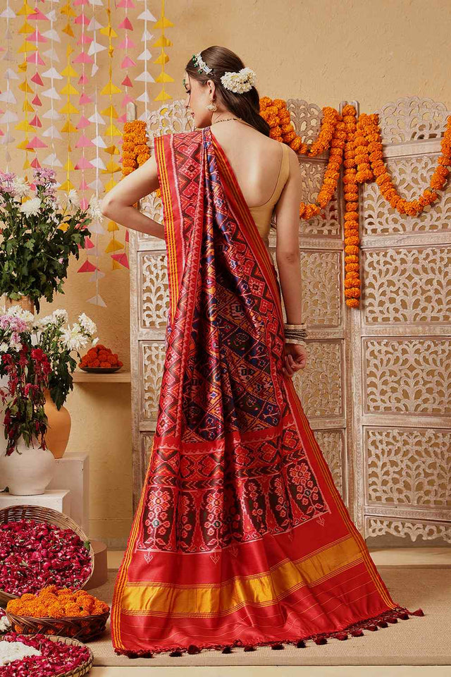 Mustard Printed Silk Saree