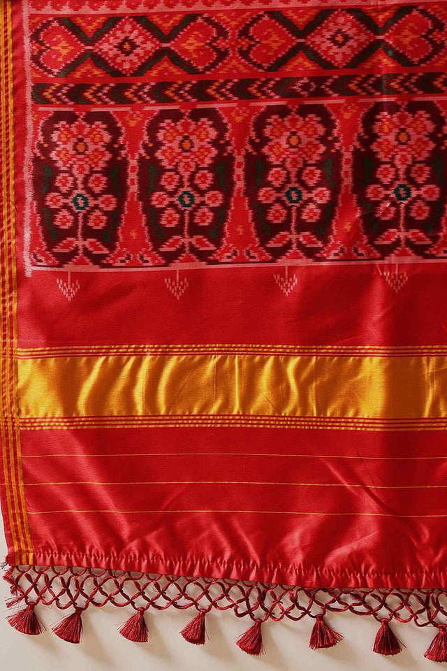 Mustard Printed Silk Saree