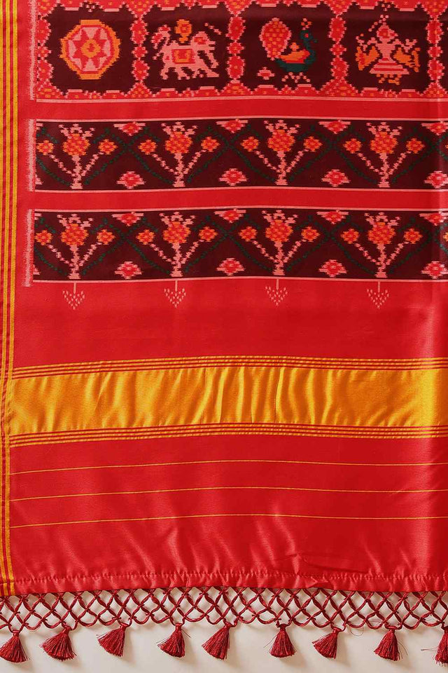 Navy Blue Printed Silk Saree