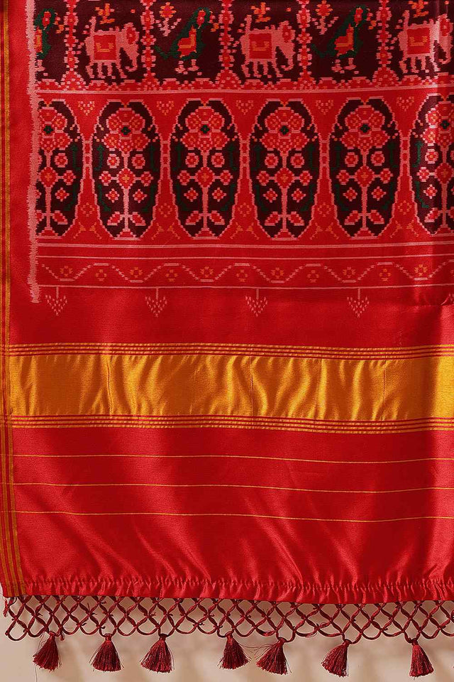 Pink Printed Silk Saree