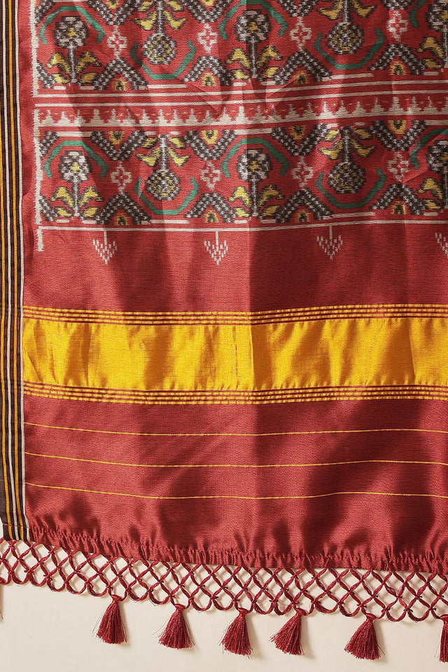 Maroon Patola Printed Silk Saree