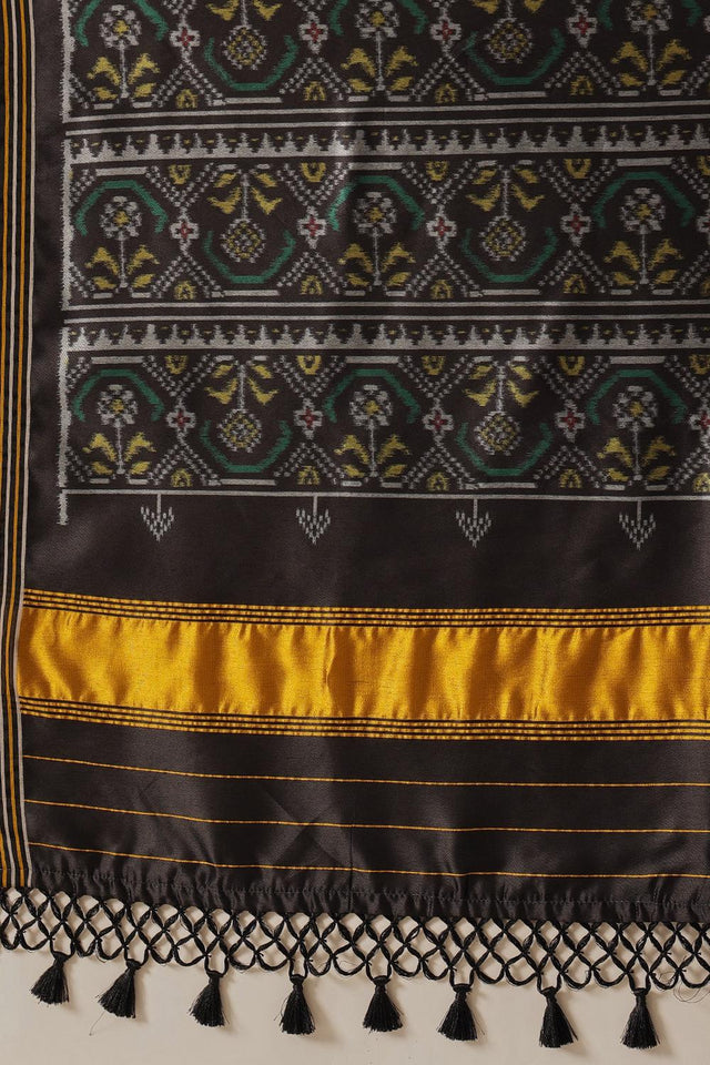 Black Patola Printed Silk Saree