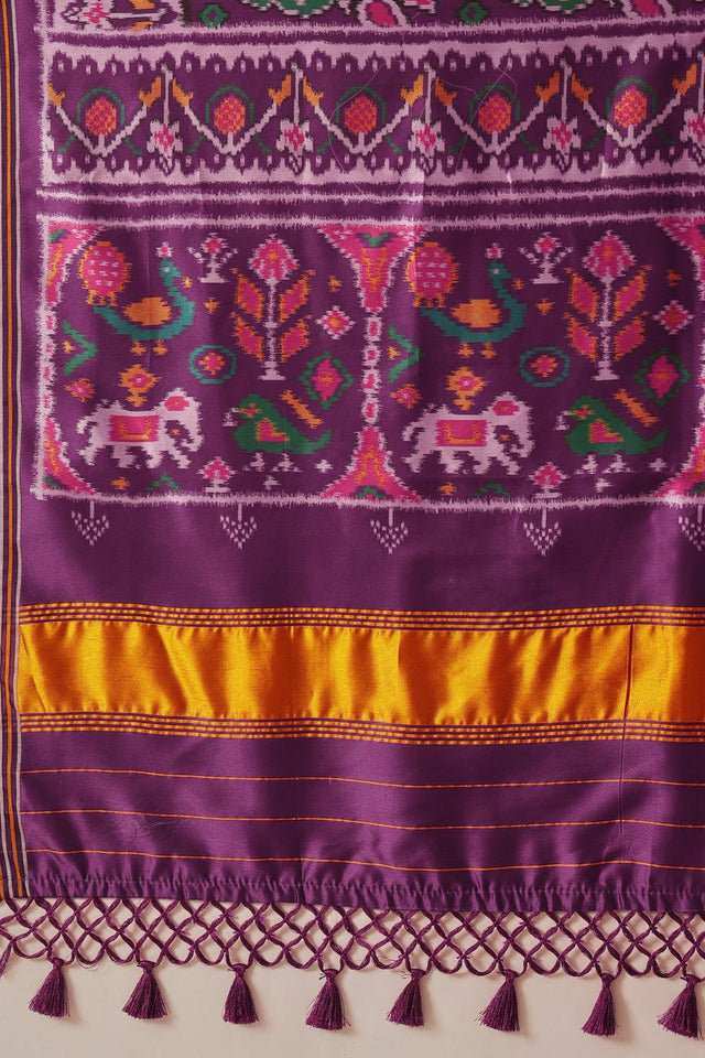 Violet Patola Printed Silk Saree