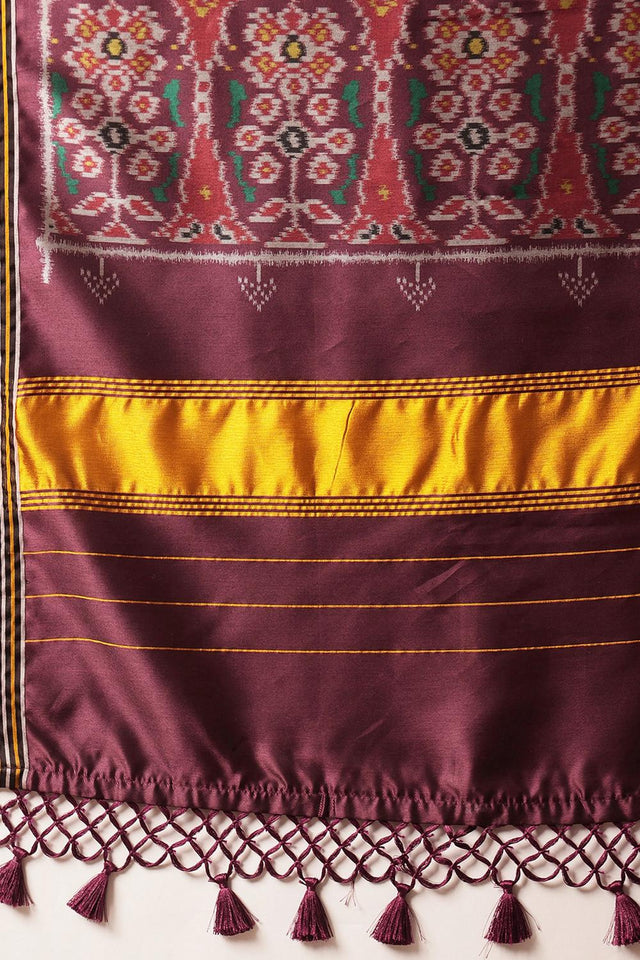 Maroon Patola Printed Silk Saree