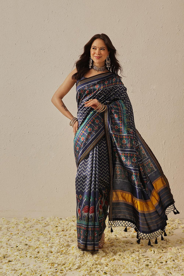 Navy Blue Patola Printed Silk Saree (SZ-DGPATOLA-2968)