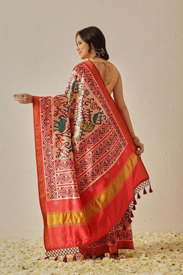 Off White Patola Printed Silk Saree