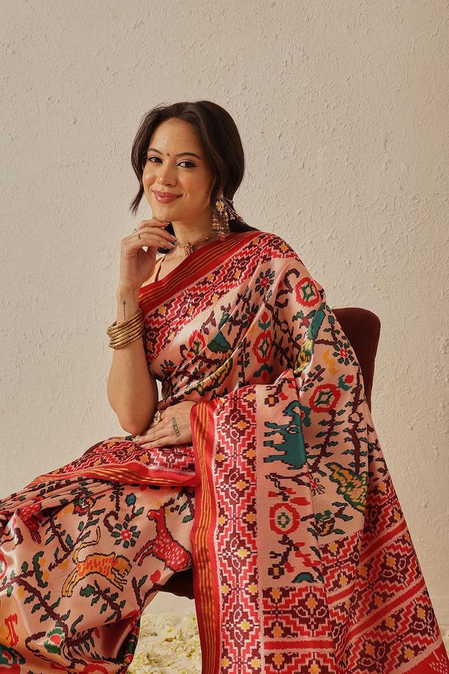 Off White Patola Printed Silk Saree