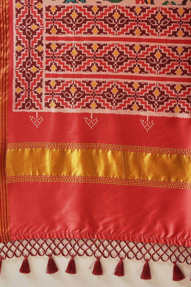 Off White Patola Printed Silk Saree