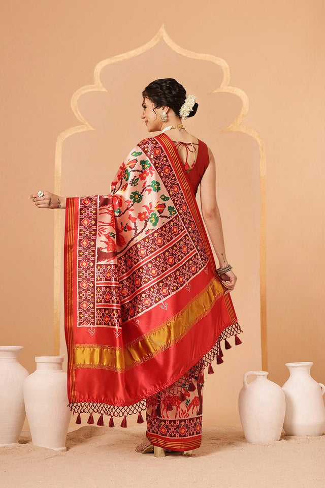 Off White Patola Printed Silk Saree