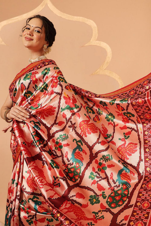 Off White Patola Printed Silk Saree