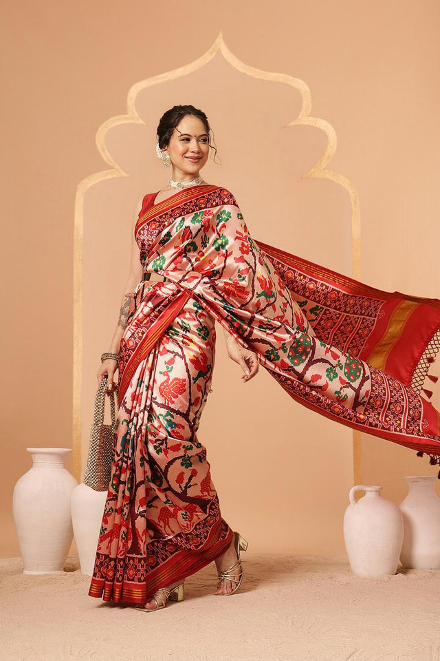 Off White Patola Printed Silk Saree