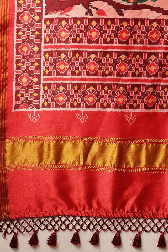 Off White Patola Printed Silk Saree