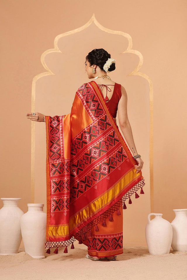 Orange Patola Printed Silk Saree (SZ-DGPATOLA-2978)