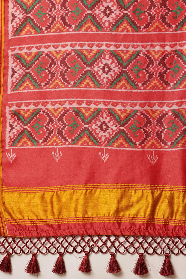 Orange Patola Printed Silk Saree (SZ-DGPATOLA-2978)