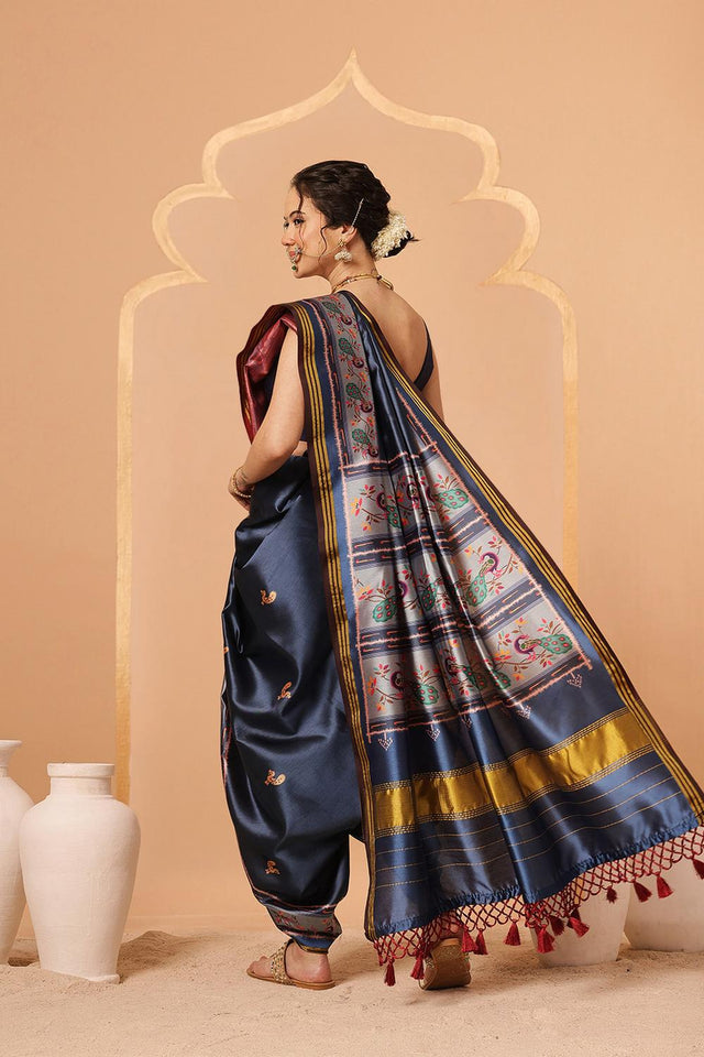 Blue Paithani Printed Silk Saree (SZ-DGPATOLA-2981)
