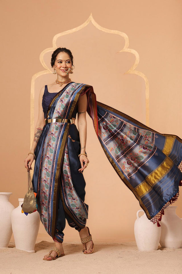 Blue Paithani Printed Silk Saree (SZ-DGPATOLA-2981)