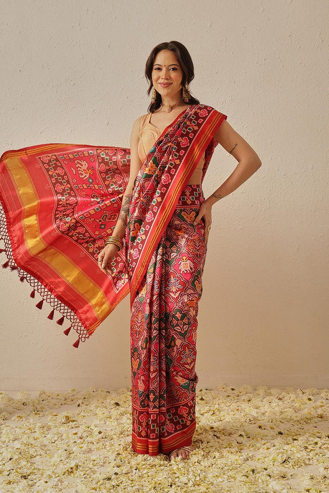 Multi Color Patola Printed Silk Saree (SZ-DGPATOLA-2986)