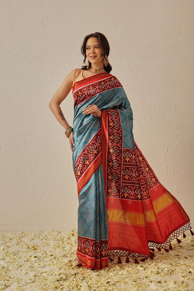 Blue Patola Printed Silk Saree (SZ-DGPATOLA-2990)