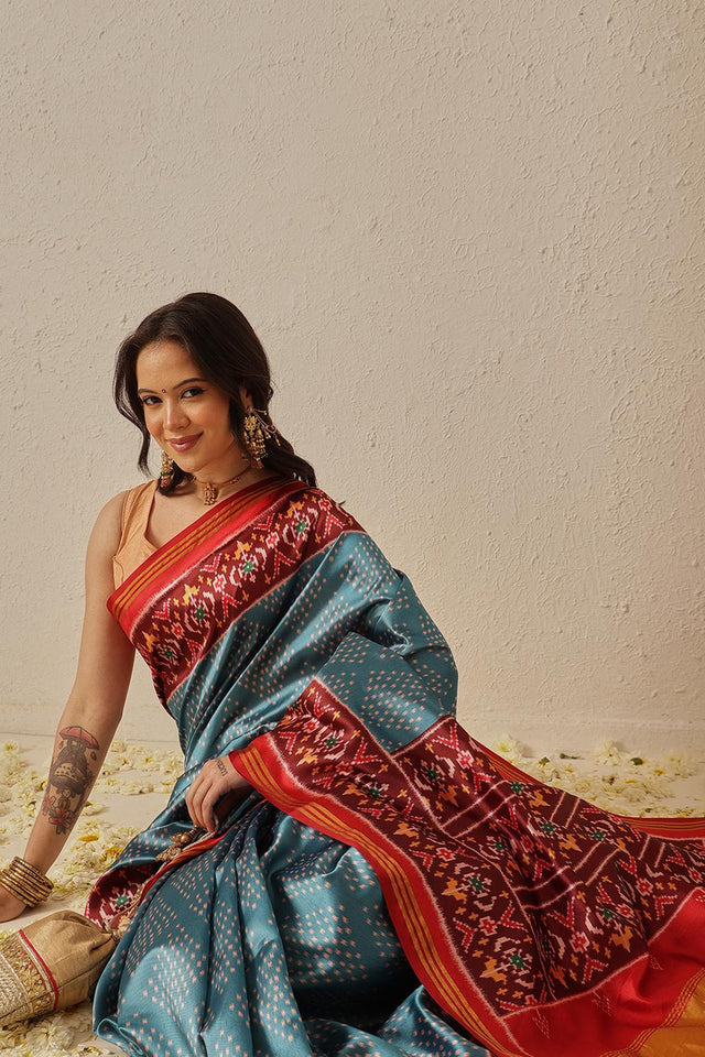 Blue Patola Printed Silk Saree (SZ-DGPATOLA-2990)