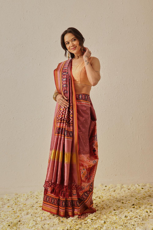 Peach Patola Printed Silk Saree (SZ-DGPATOLA-2991)