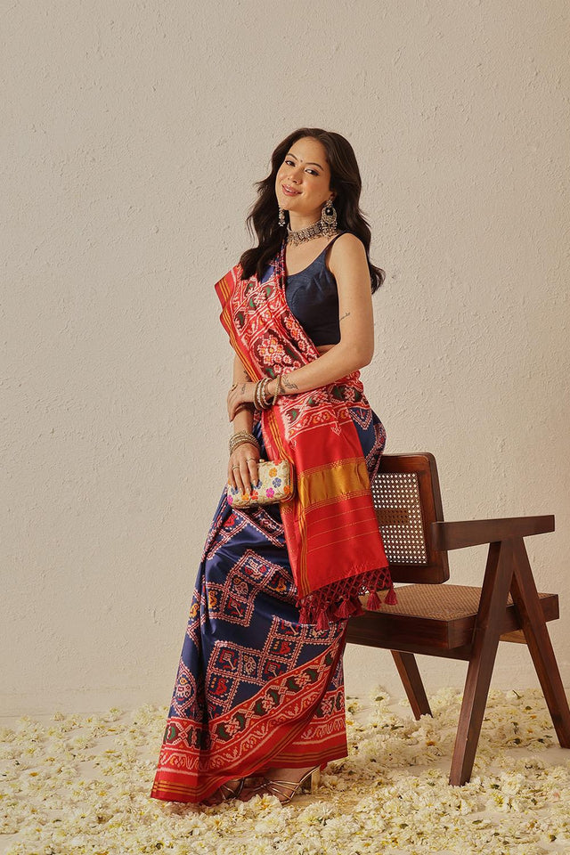 Blue Patola Printed Silk Saree (SZ-DGPATOLA-2993)
