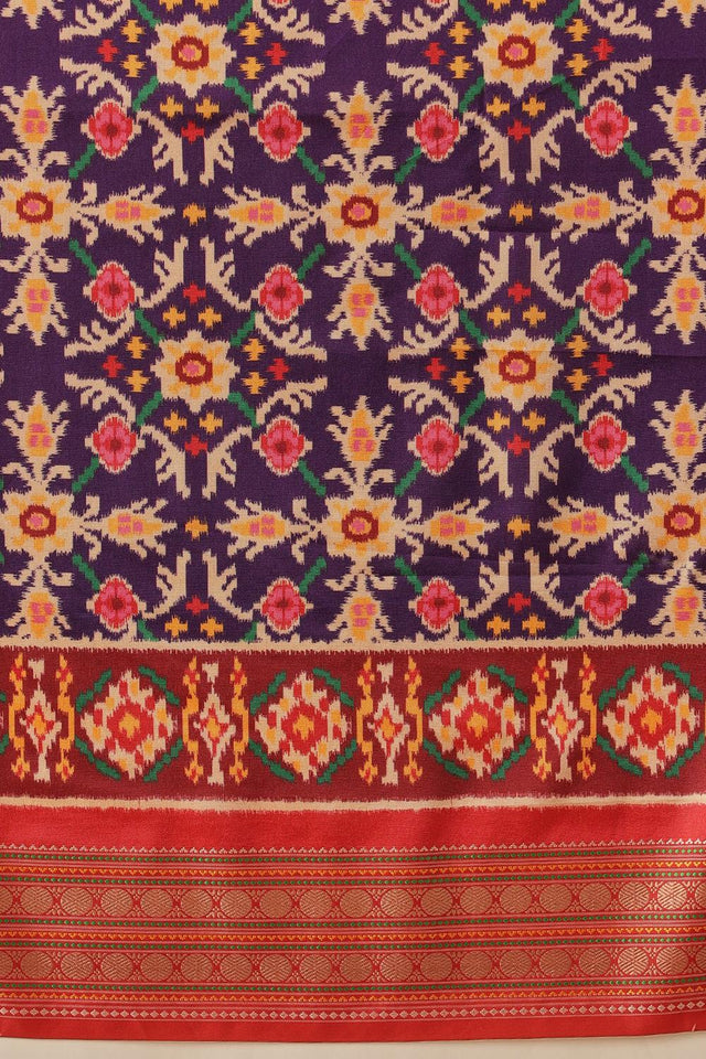 Blue Patola Printed Silk Saree