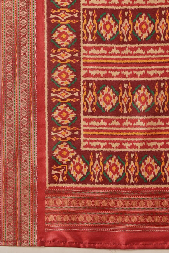 Blue Patola Printed Silk Saree