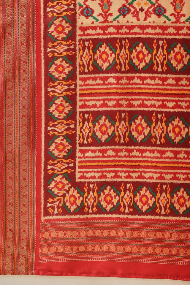 Beige Patola Printed Silk Saree