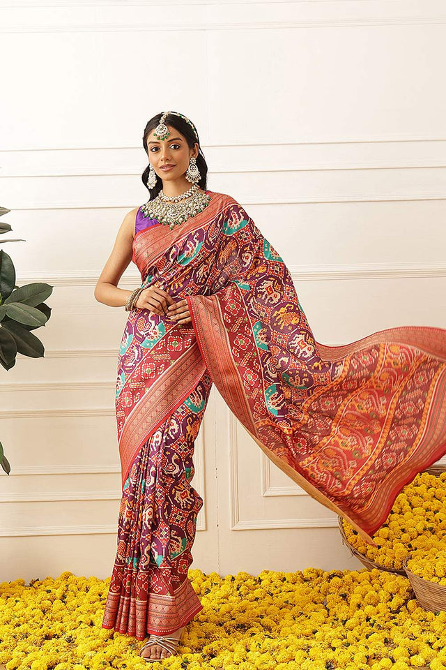 Violet Patola Printed Silk Saree (SZ-DGPATOLA-3022)