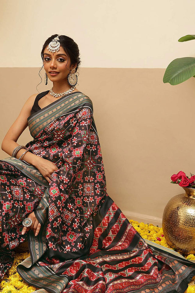 Black Patola Printed Silk Saree (SZ-DGPATOLA-3113)