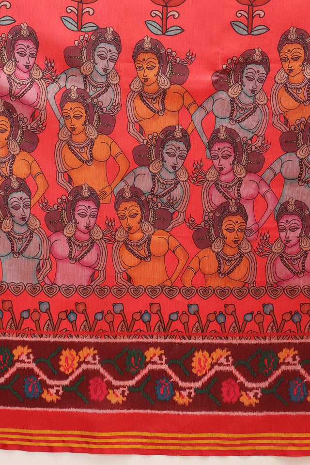 Red Kalamkari Printed Silk Saree (SZ-DGPATOLA-3121)