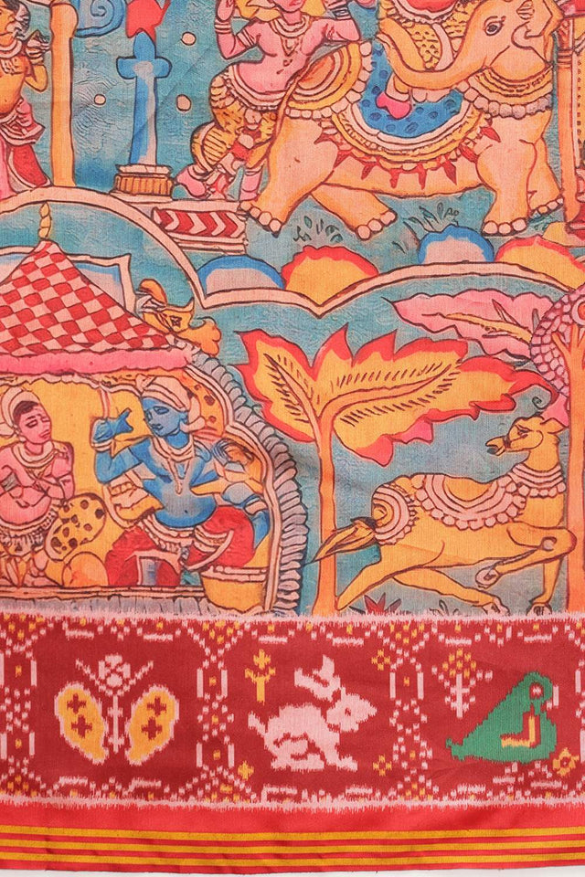 Multi Color Kalamkari Printed Silk Saree (SZ-DGPATOLA-3123)
