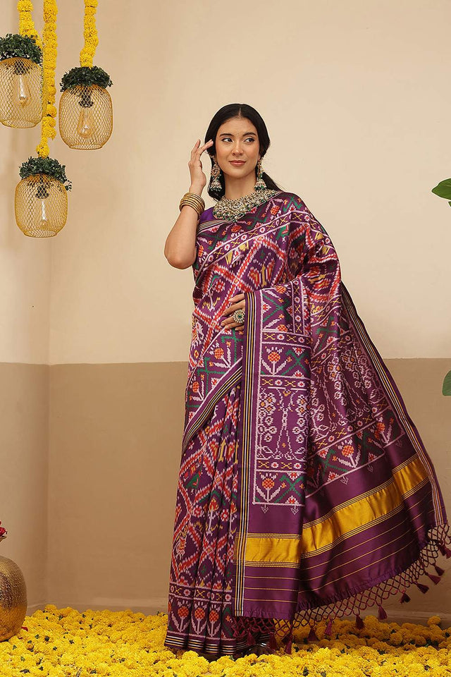 Violet Patola Printed Silk Saree (SZ-DGPATOLA-3124)
